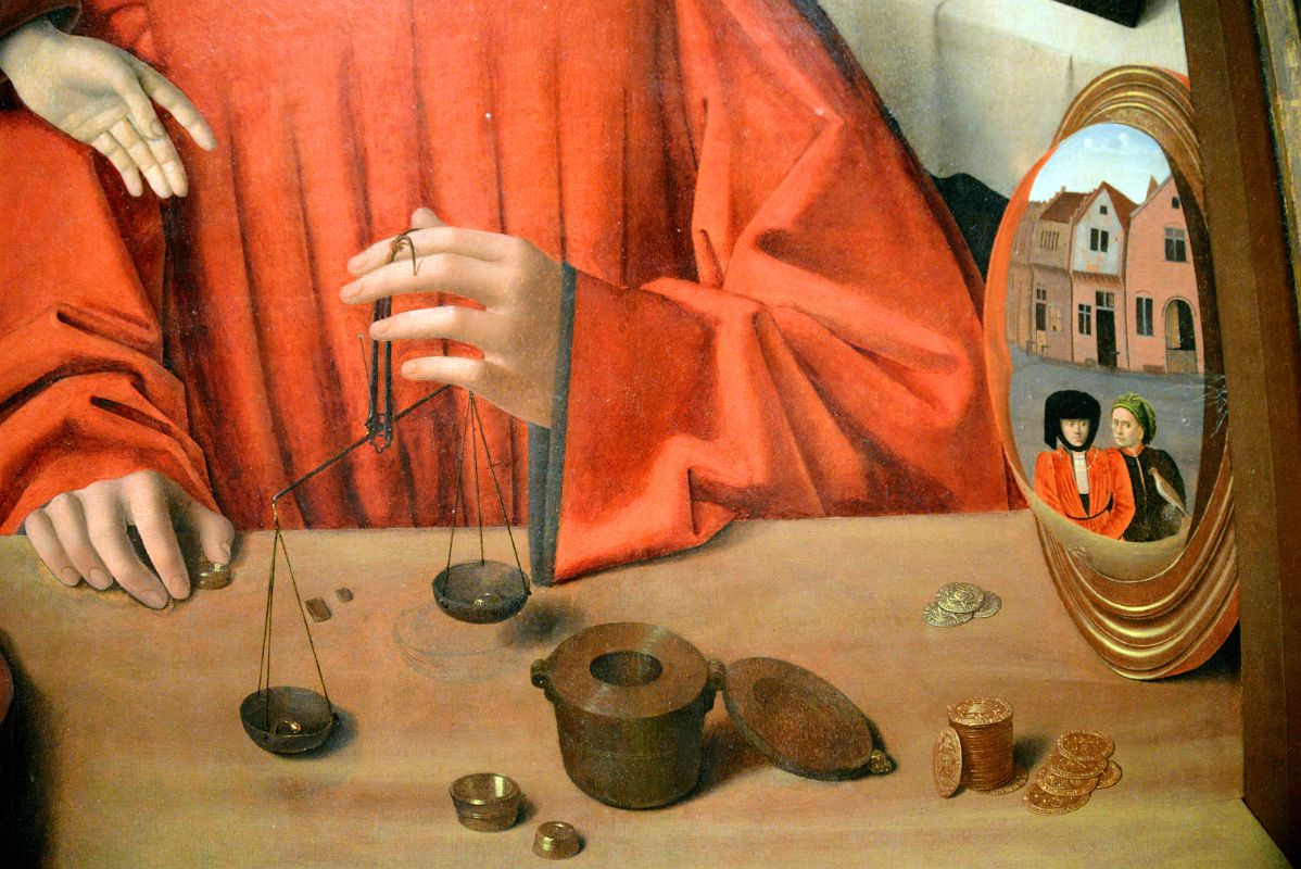 21E A Goldsmith in His Shop, Possibly Saint Eligius Close Up 1 - Petrus Christus 1449 - Robert Lehman Collection New York Metropolitan Museum Of Art